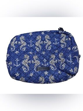 Vera Bradley Navy Blue Quilted Seahorse Cosmetic Bag